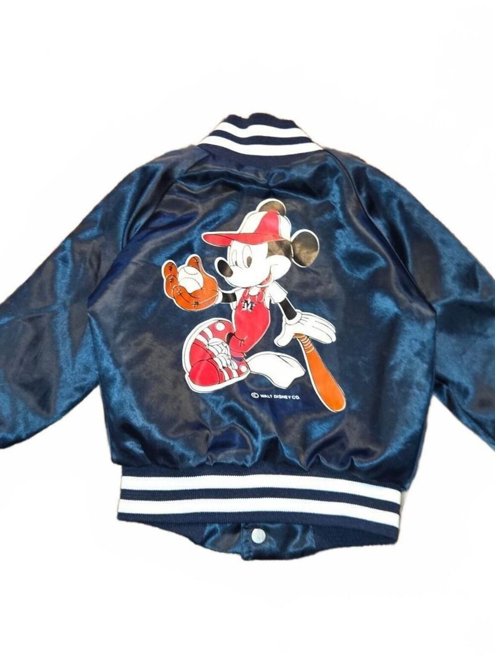 Vintage 80s Chalk Line Disney Mickey Mouse Baseball Satin Jacket Toddler 2T USA